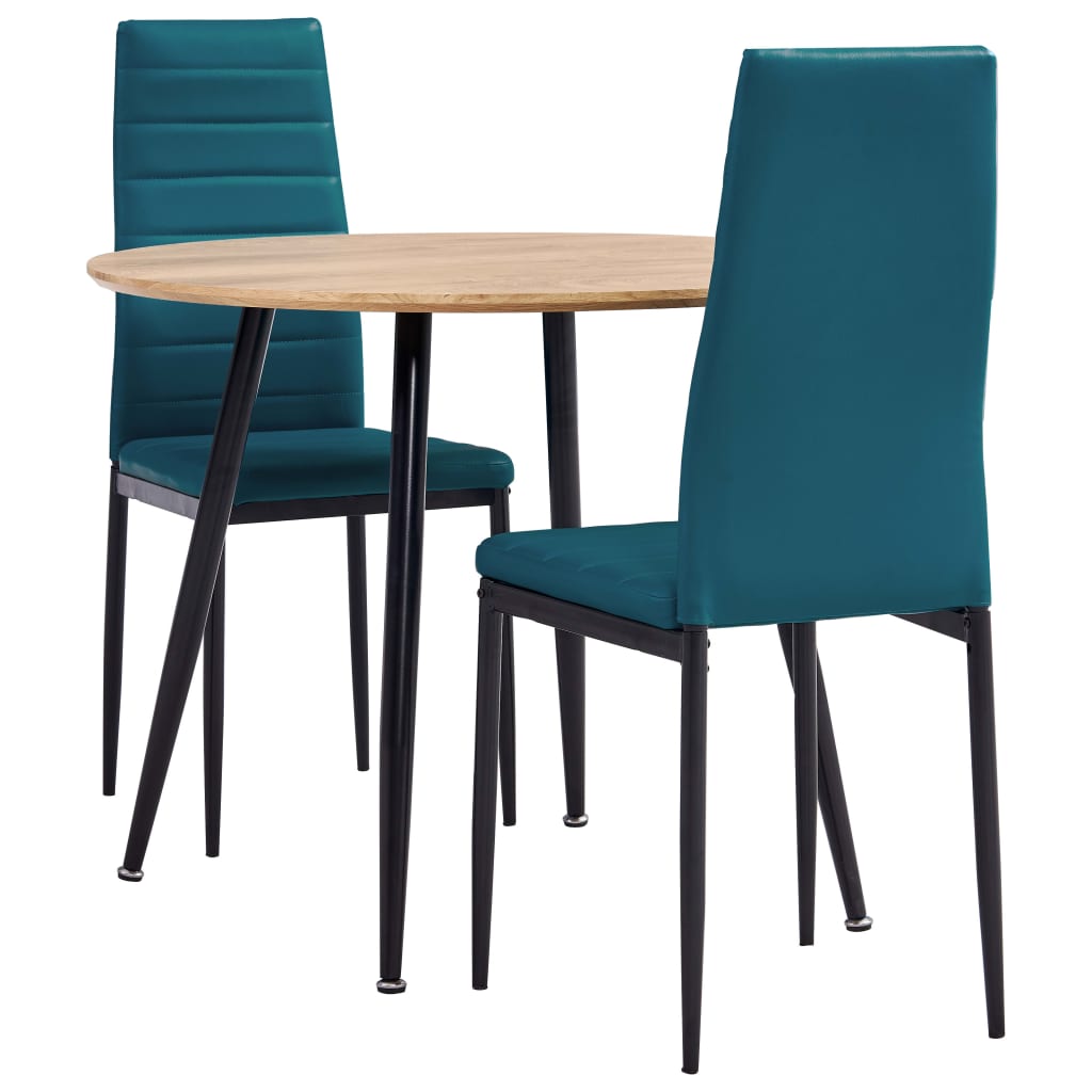 3054152  3 Piece Dining Set Faux Leather Sea Blue(248300+282587) - Pakobazaar