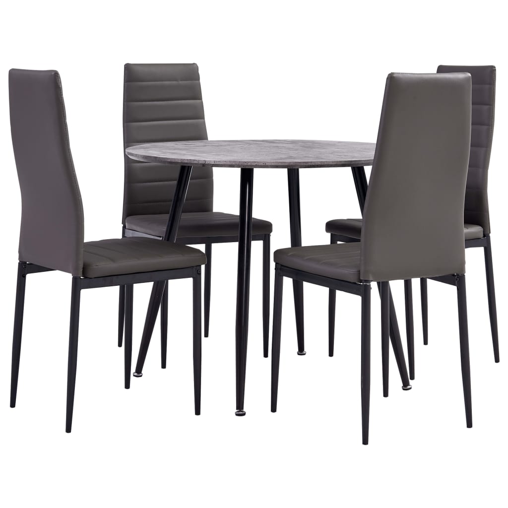 3054187  5 Piece Dining Set Faux Leather Grey(248303+282582)