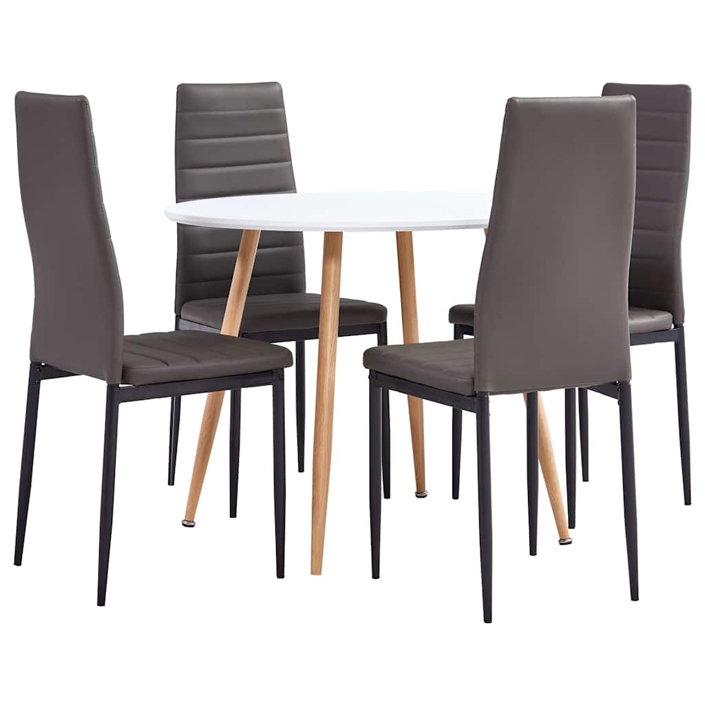 3054227  5 Piece Dining Set Faux Leather Grey(248306+282582) - Pakobazaar