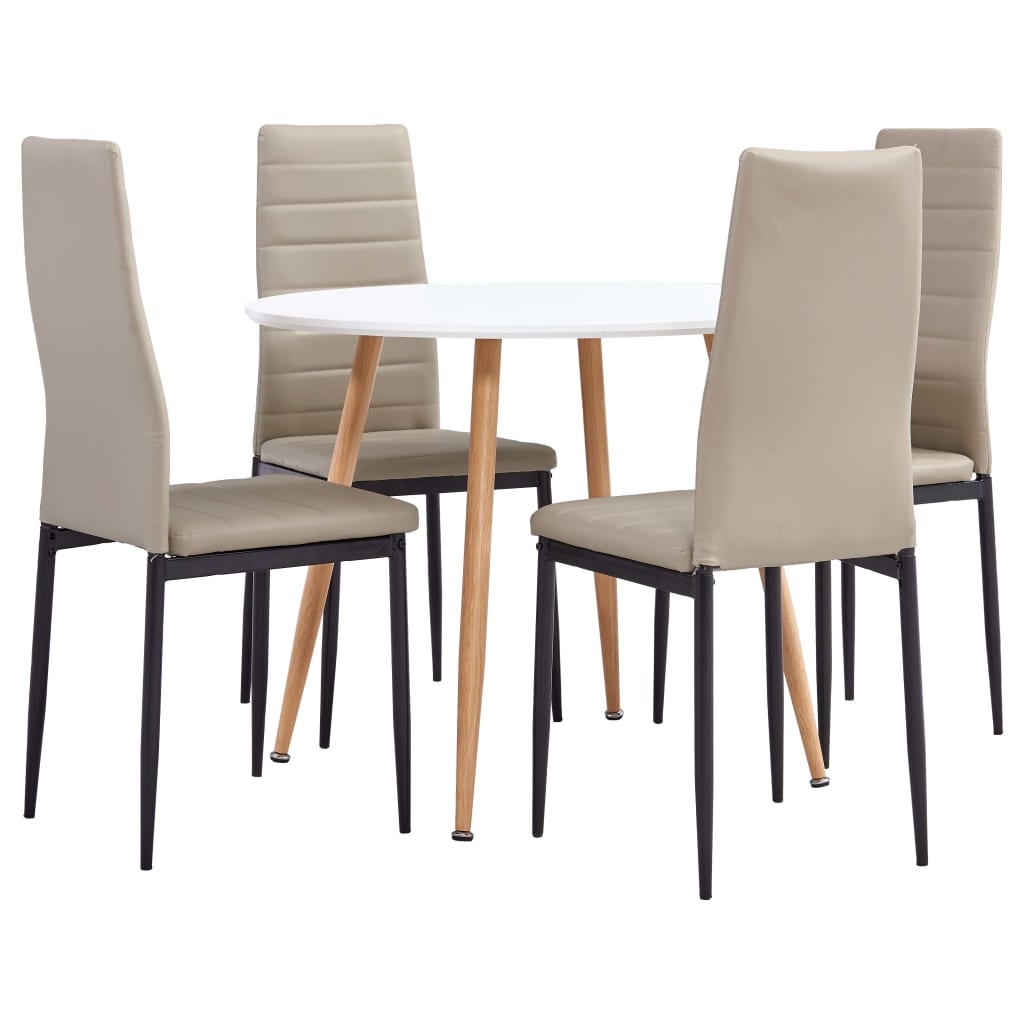 3054231  5 Piece Dining Set Faux Leather Cappuccino(248306+282586)