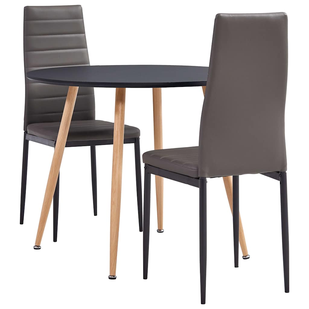 3054266  3 Piece Dining Set Faux Leather Grey(248309+282581)