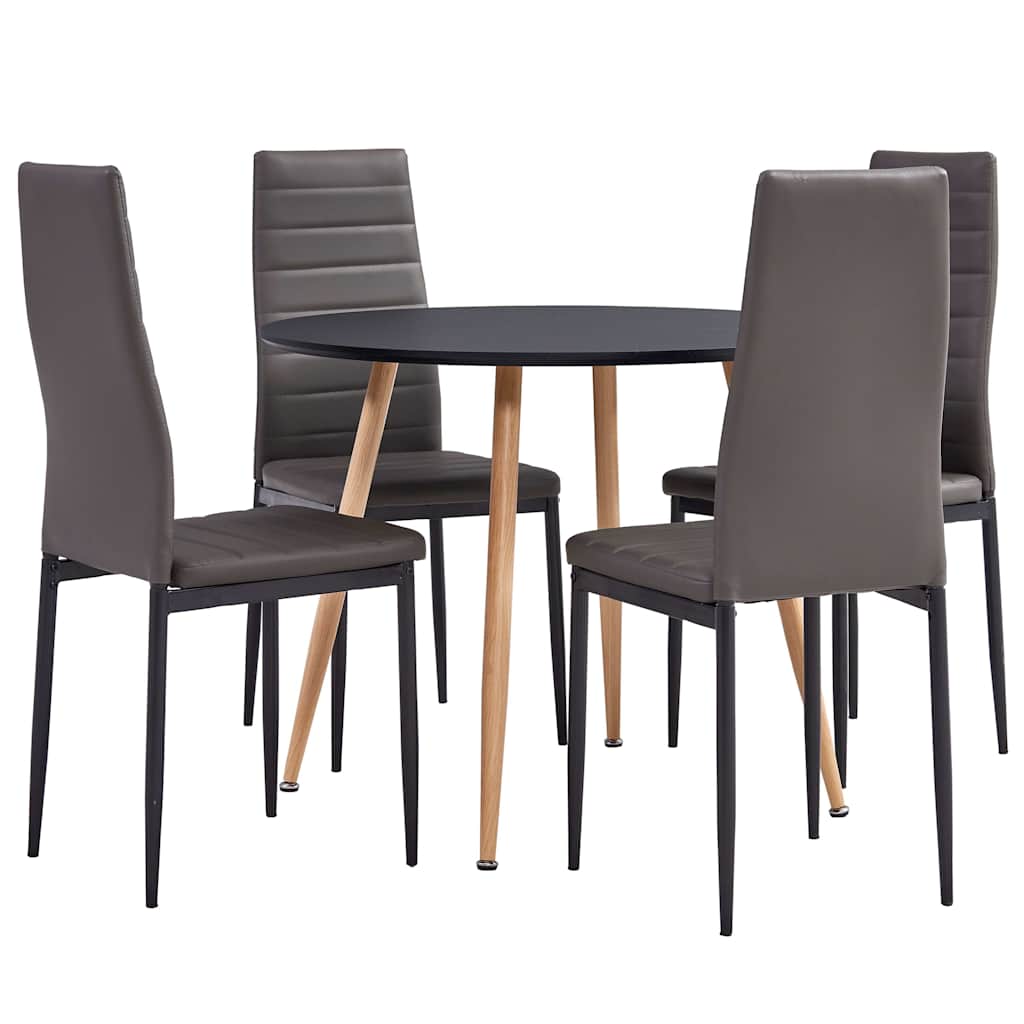 3054267  5 Piece Dining Set Faux Leather Grey(248309+282582) - Pakobazaar