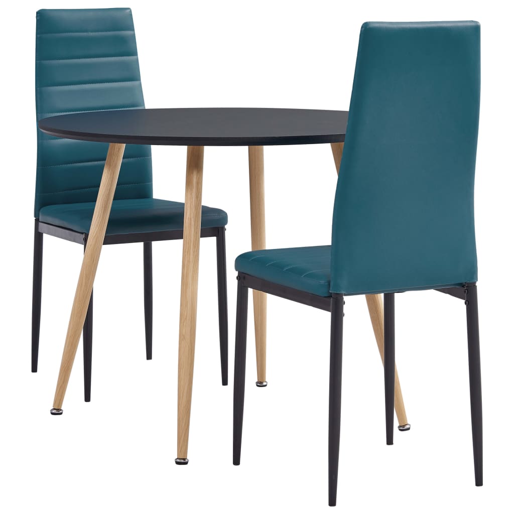 3054272  3 Piece Dining Set Faux Leather Sea Blue(248309+282587)