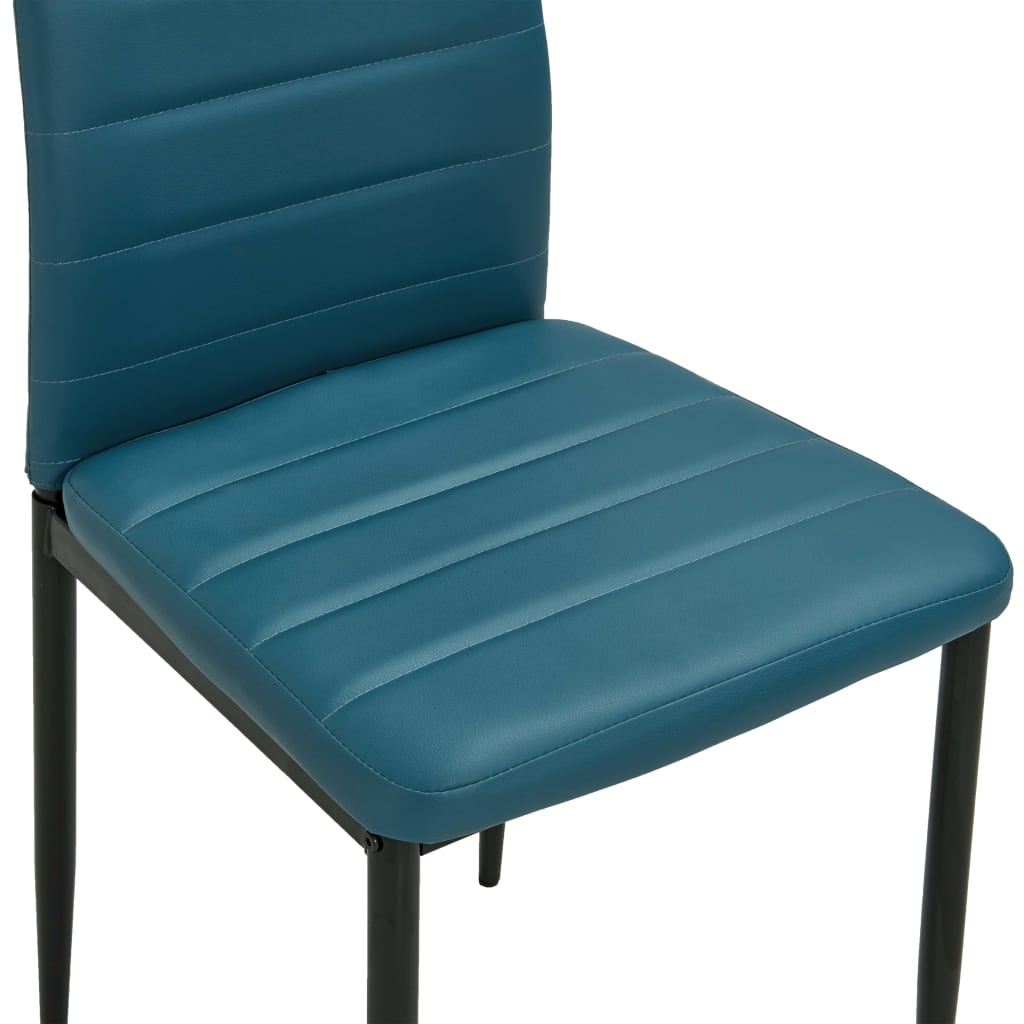 3054272  3 Piece Dining Set Faux Leather Sea Blue(248309+282587)