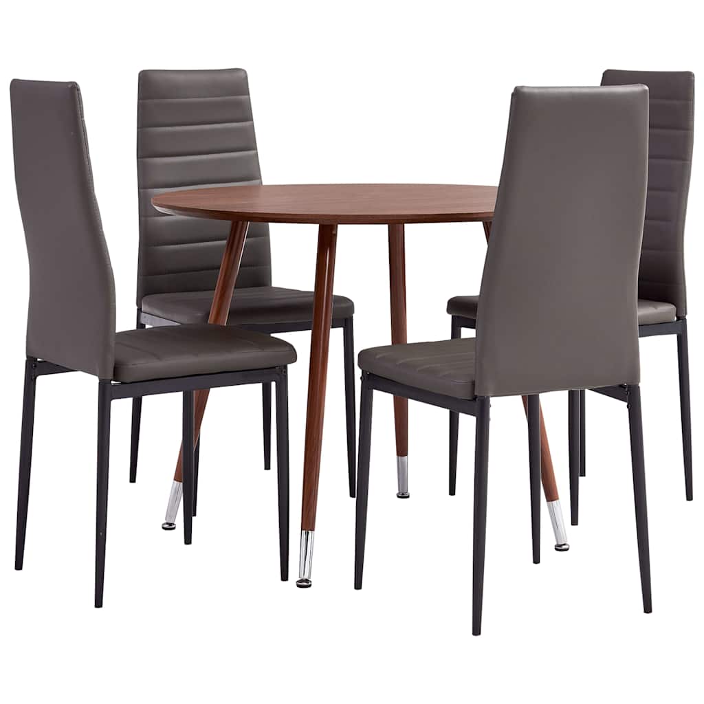 3054347  5 Piece Dining Set Faux Leather Grey(248315+282582)