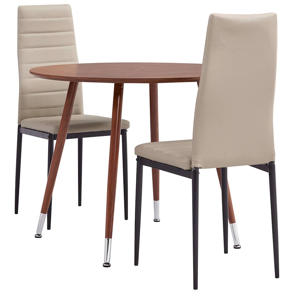 3054350  3 Piece Dining Set Faux Leather Cappuccino(248315+282585)