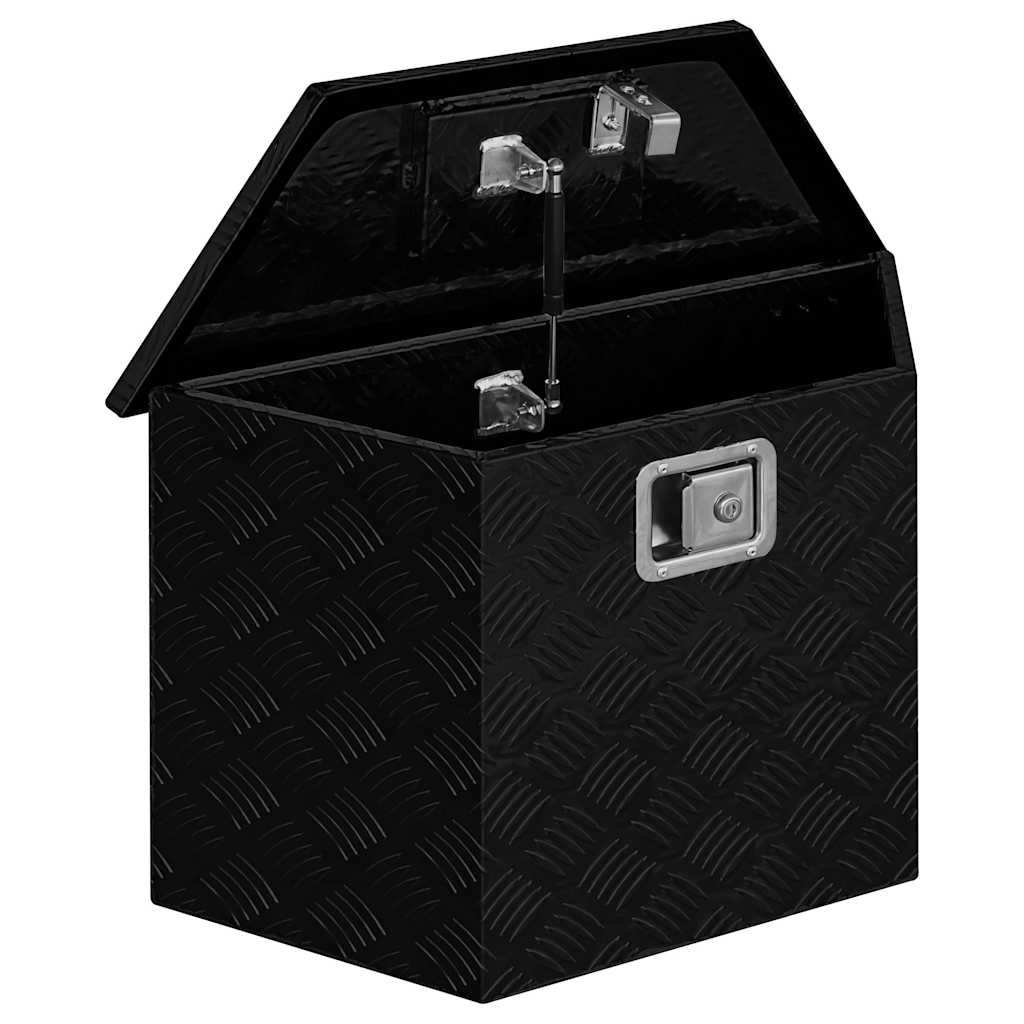 Κουτί Αποθήκευσης Τραπεζοειδές Μαύρο 70x24x42 εκ. Αλουμινίου