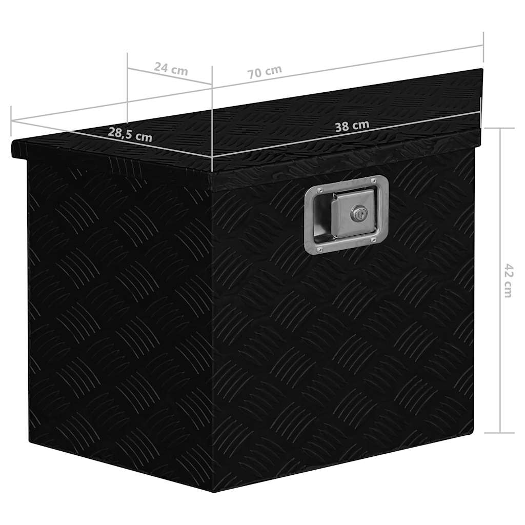 Κουτί Αποθήκευσης Τραπεζοειδές Μαύρο 70x24x42 εκ. Αλουμινίου