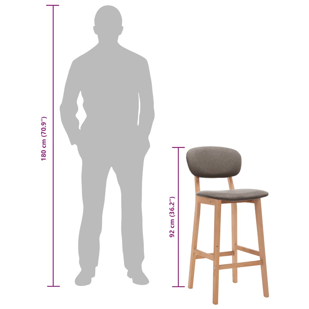 Σκαμπό Μπαρ 2 τεμ. Χρώμα Taupe Υφασμάτινα - PAKOBAZAAR