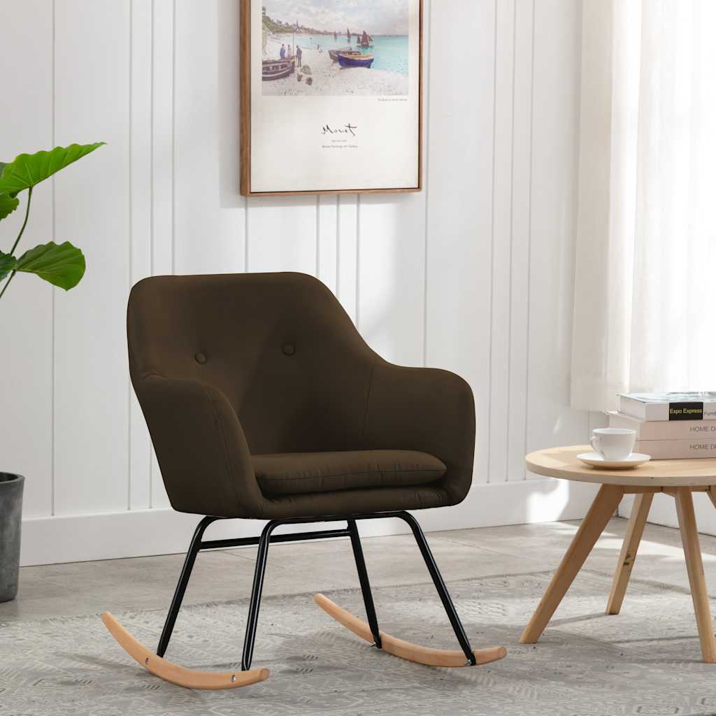 Κουνιστή Πολυθρόνα Καφέ Υφασμάτινη