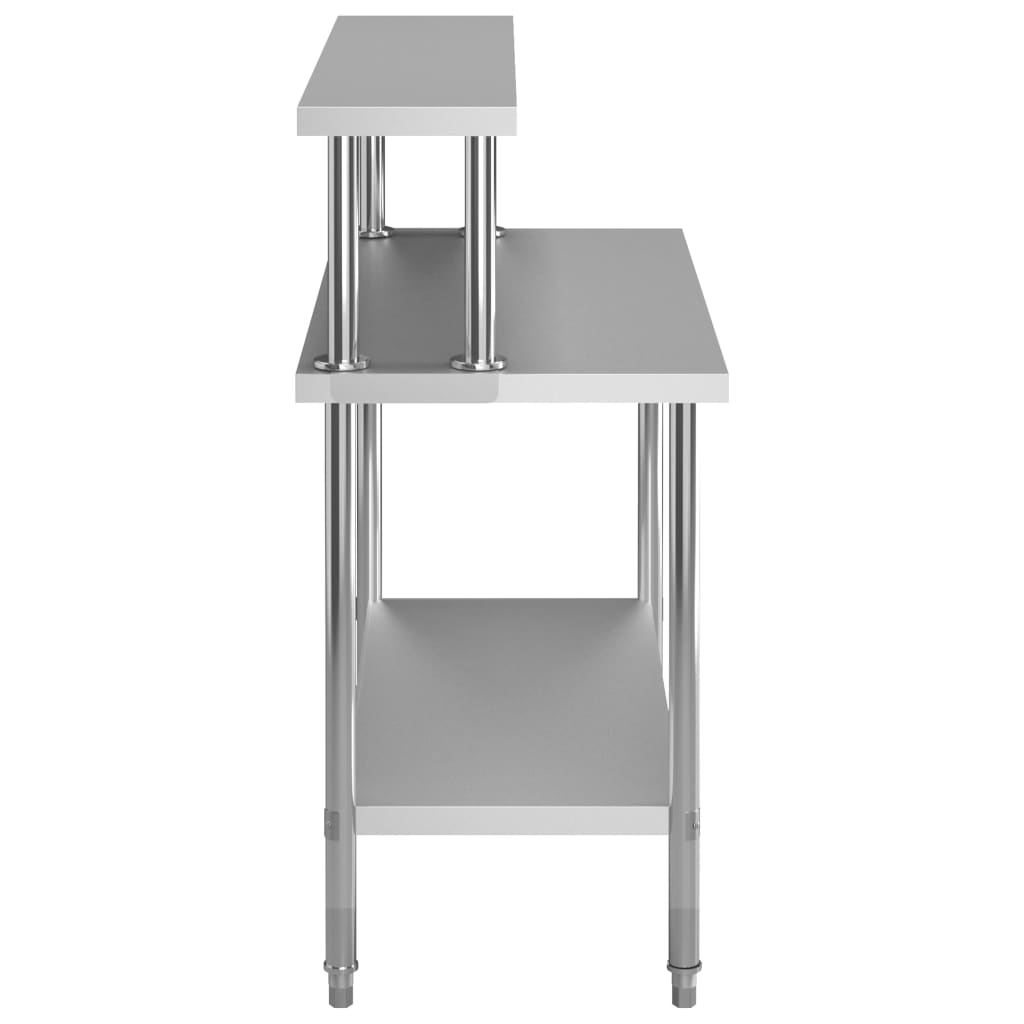 Τραπέζι Εργασίας Κουζίνας με Ράφι 120x60x120 εκ. Ανοξ. Ατσάλι - PAKOBAZAAR