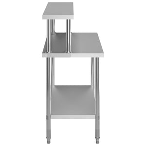 Τραπέζι Εργασίας Κουζίνας με Ράφι 120x60x120 εκ. Ανοξ. Ατσάλι - PAKOBAZAAR