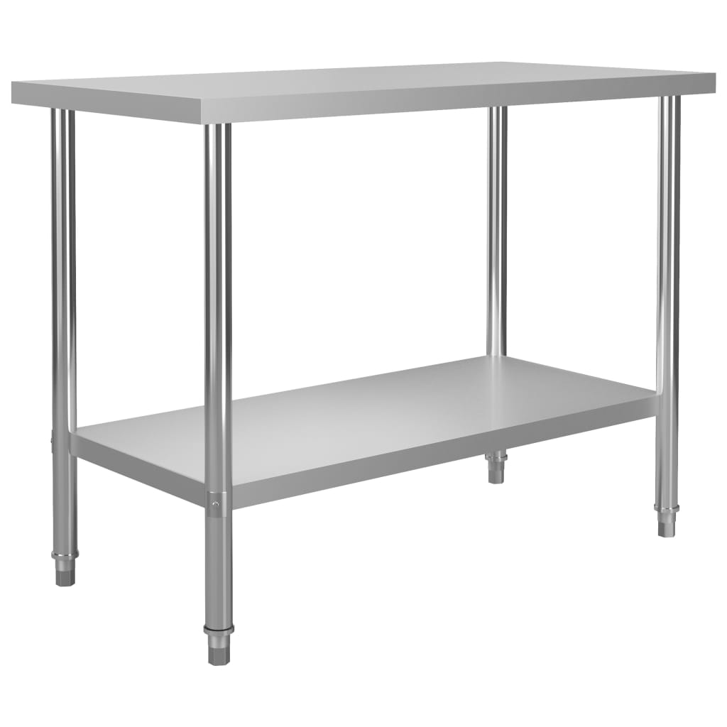 Τραπέζι Εργασίας Κουζίνας με Ράφι 120x60x120 εκ. Ανοξ. Ατσάλι - PAKOBAZAAR