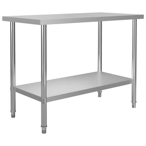 Τραπέζι Εργασίας Κουζίνας με Ράφι 120x60x120 εκ. Ανοξ. Ατσάλι - PAKOBAZAAR