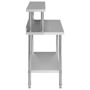 Τραπέζι Εργασίας Κουζίνας με Ράφι 120x60x120 εκ. Ανοξ. Ατσάλι - PAKOBAZAAR