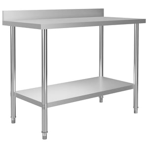 Τραπέζι Εργασίας Κουζίνας με Ράφι 120x60x120 εκ. Ανοξ. Ατσάλι - PAKOBAZAAR