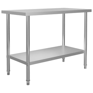 Πάγκος Εργασίας Κουζίνας με Ράφια 120x60x150 εκ. Ανοξ. Ατσάλι - PAKOBAZAAR