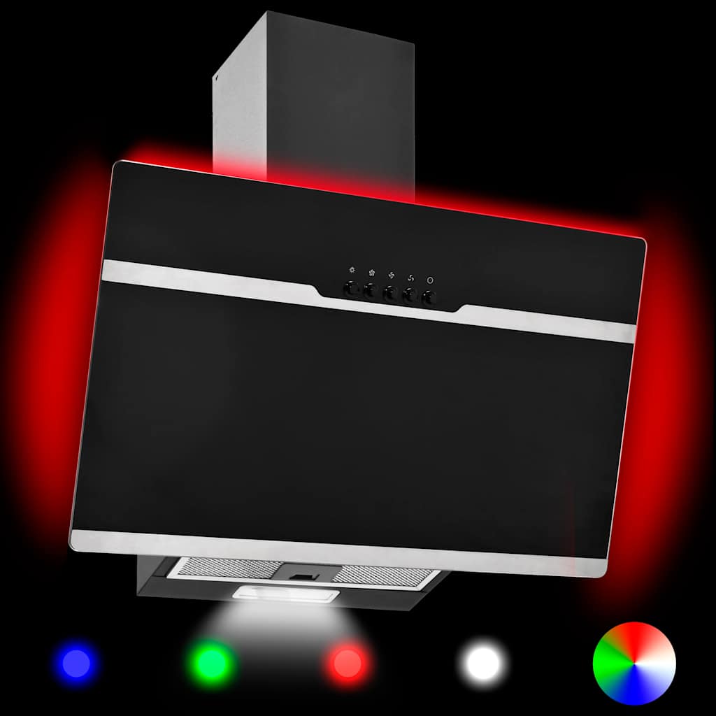 Απορροφητήρας Τοίχου RGB LED 60 εκ. Ανοξ. Ατσάλι & Ψημένο Γυαλί