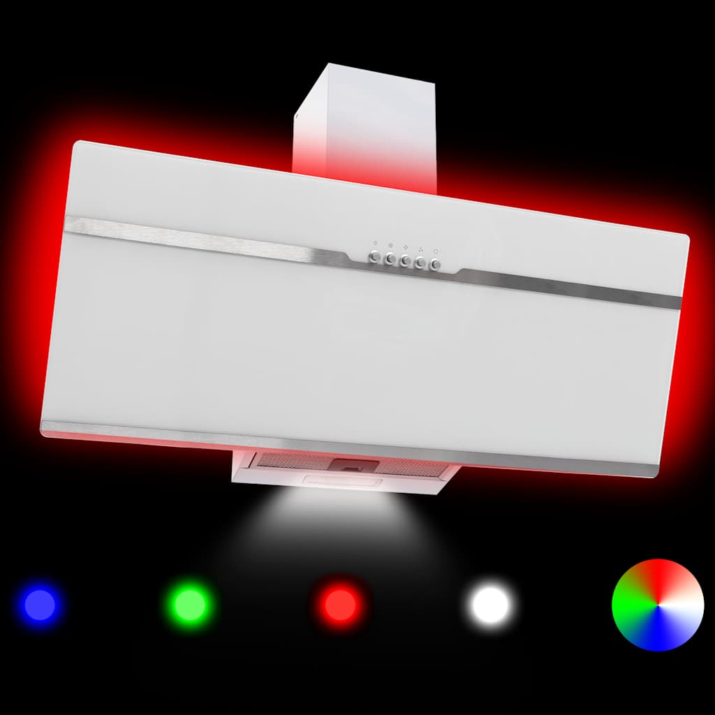 Απορροφητήρας Τοίχου RGB LED 90 εκ. Ανοξ. Ατσάλι & Ψημένο Γυαλί - Pakobazaar