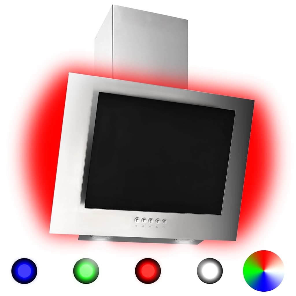 Απορροφητήρας Τοίχου RGB LED 60 εκ. Ανοξ. Ατσάλι & Ψημένο Γυαλί