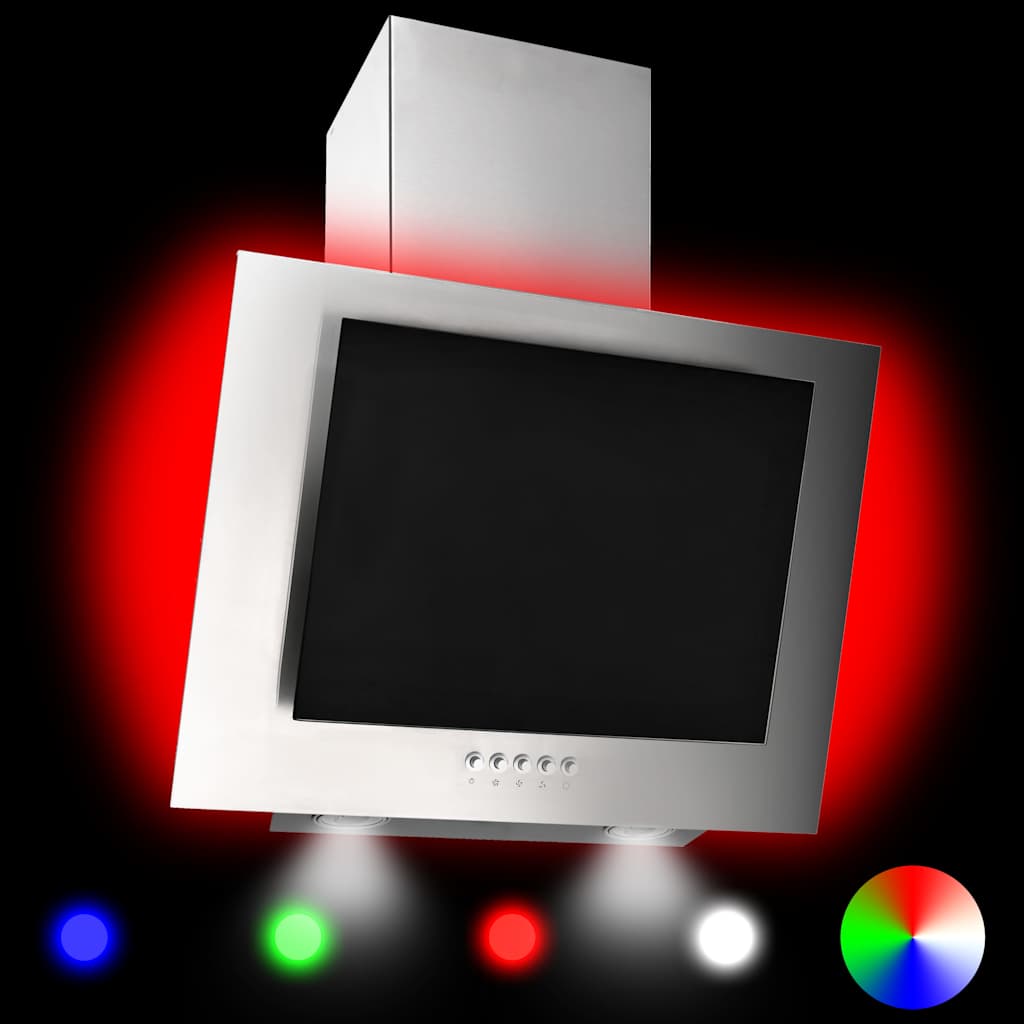 Απορροφητήρας Τοίχου RGB LED 60 εκ. Ανοξ. Ατσάλι & Ψημένο Γυαλί