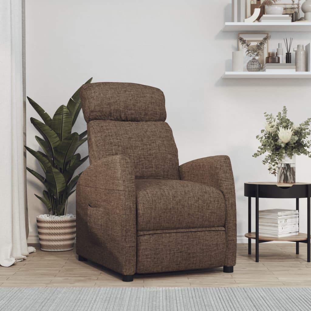 Πολυθρόνα Ανακλινόμενη Καφέ Υφασμάτινη