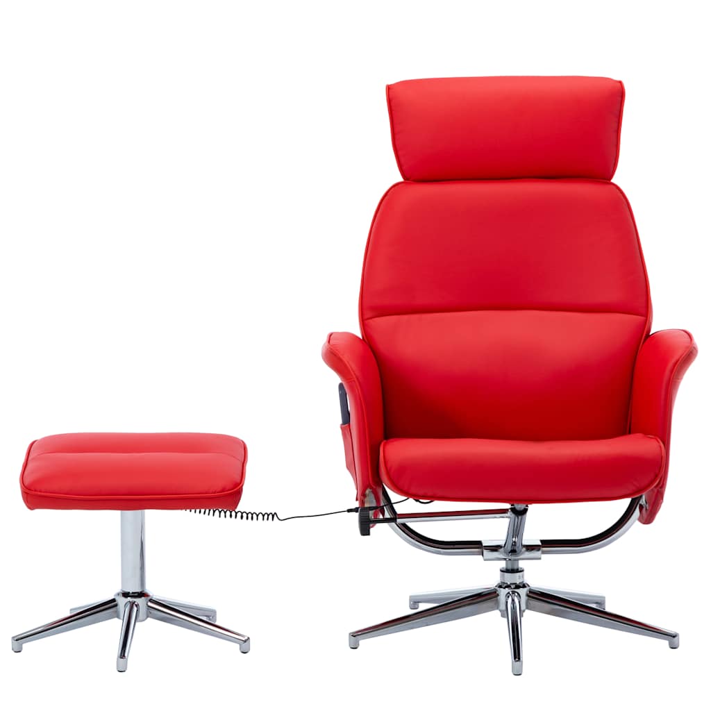 Πολυθρόνα Μασάζ με Ανύψωση Κόκκινη Συνθετικό Δέρμα & Υποπόδιο
