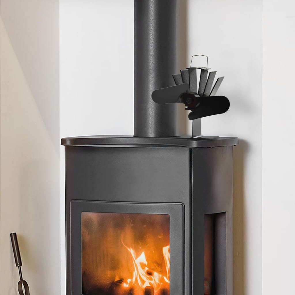 Αερόθερμο Σόμπας Μαύρο με 2 Πτερύγια - Pakobazaar