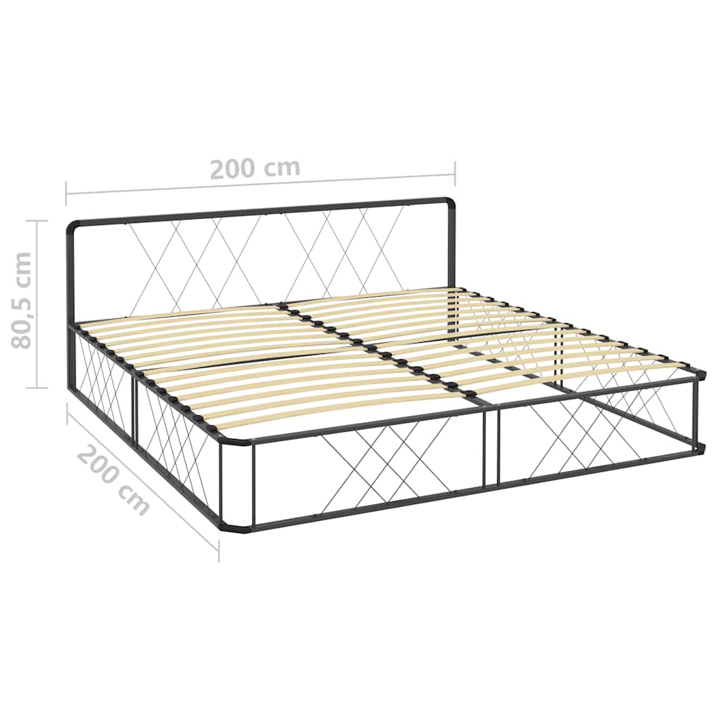 Πλαίσιο Κρεβατιού Γκρι 200 x 200 εκ. Μεταλλικό - Pakobazaar