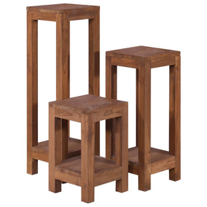 Ανθοστήλες 3 τεμ. από Μασίφ Ξύλο Teak