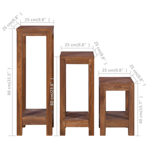 Ανθοστήλες 3 τεμ. από Μασίφ Ξύλο Teak