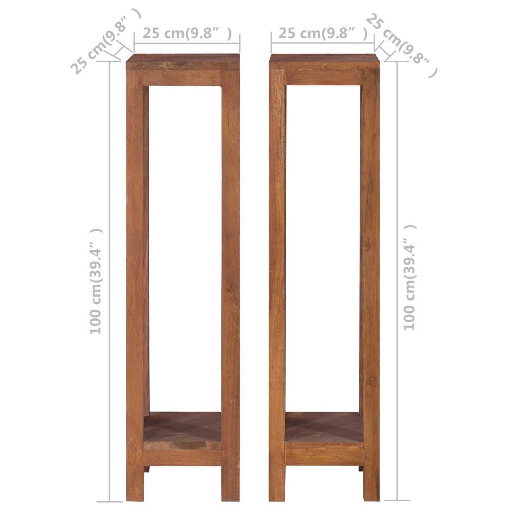 Ανθοστήλες 2 τεμ. 25 x 25 x 100 εκ. από Μασίφ Ξύλο Teak