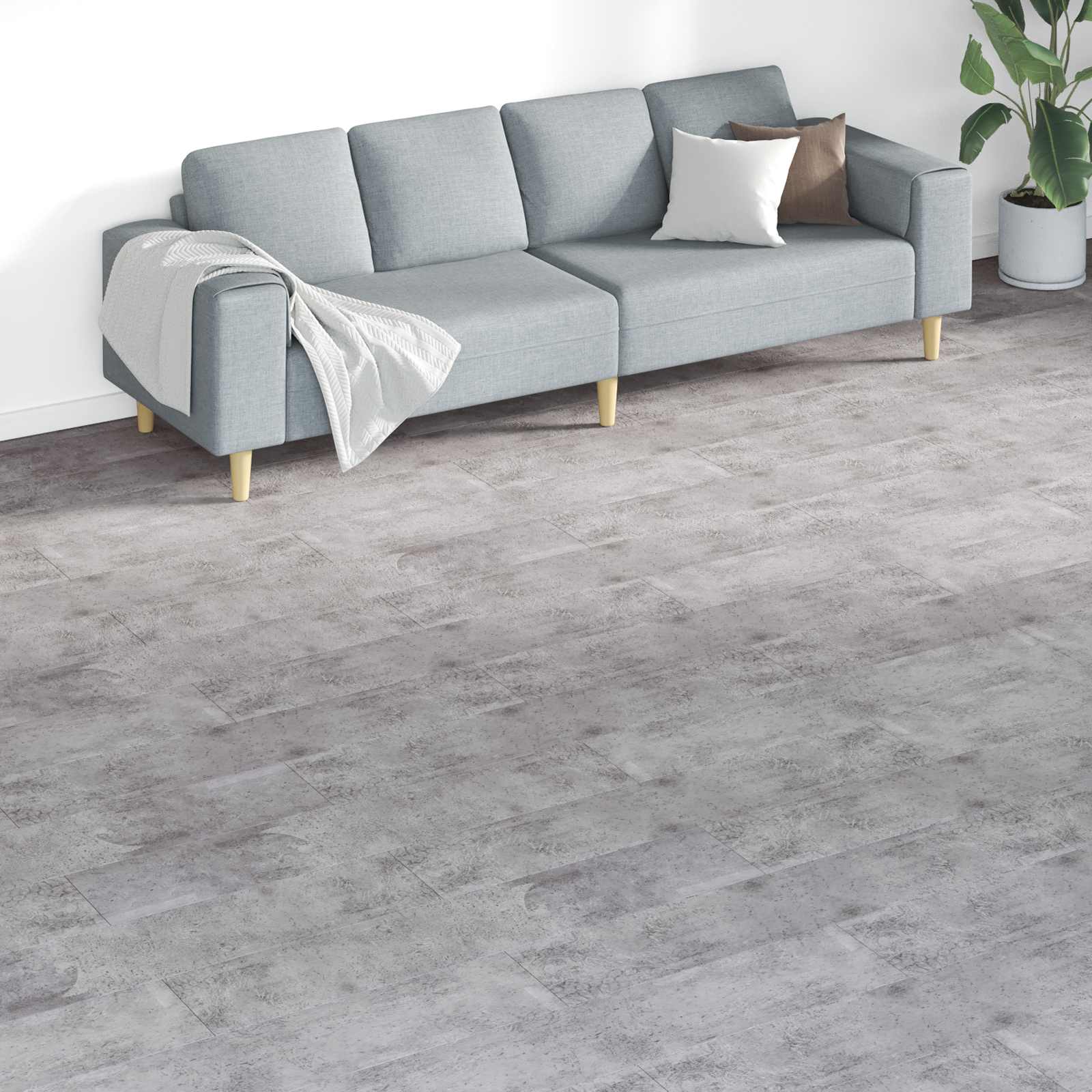 Πλάκες Δαπέδου 18 pcs Καφέ Τσιμέντο 5,26 τ.μ. PVC - Pakobazaar