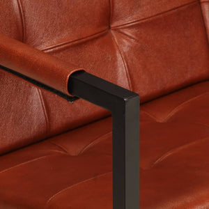 Καναπές Διθέσιος Καφέ από Γνήσιο Δέρμα Κατσίκας - PAKOBAZAAR