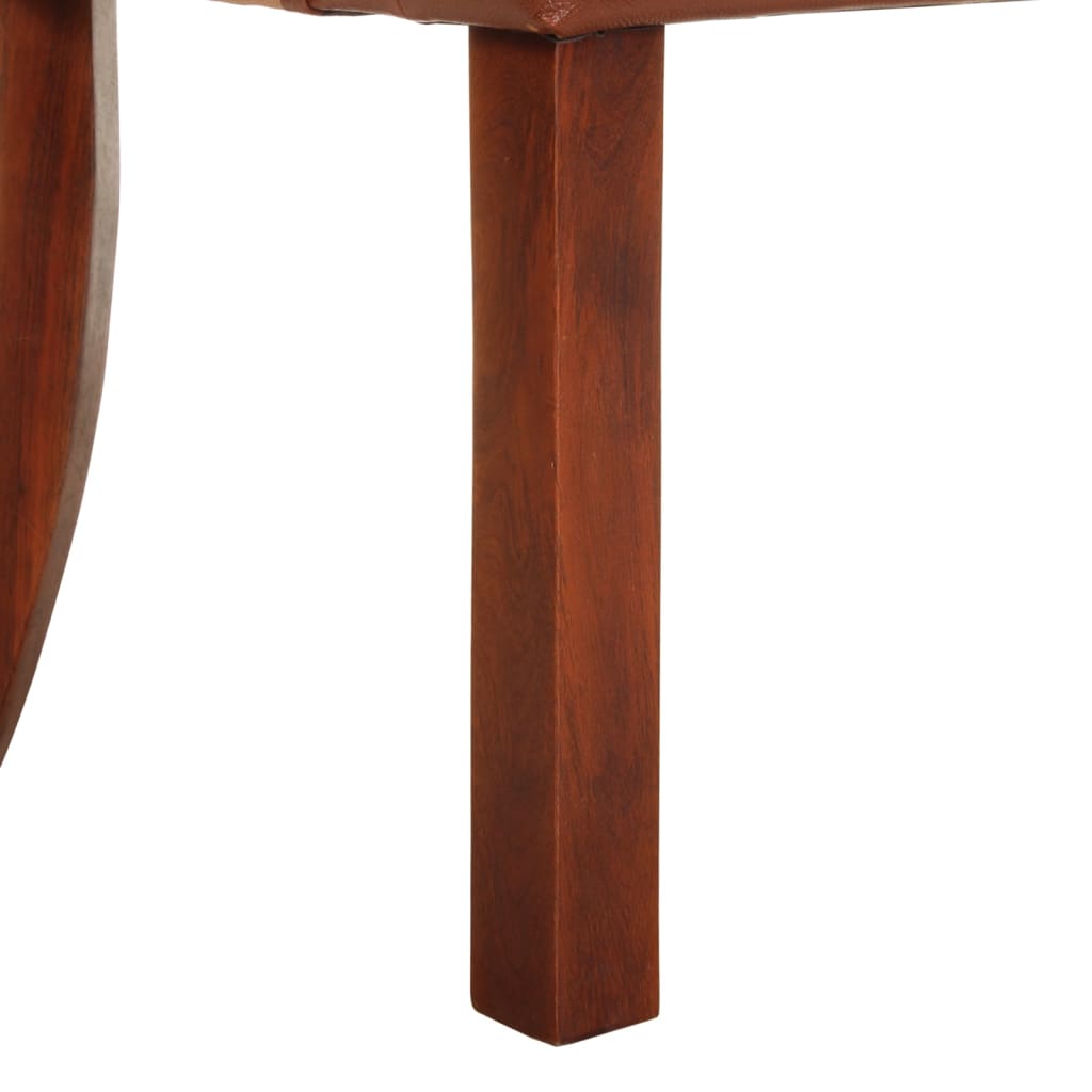 Καρέκλες Τραπεζαρίας 2 τεμ. Καφέ από Γνήσιο Δέρμα Κατσίκας - PAKOBAZAAR