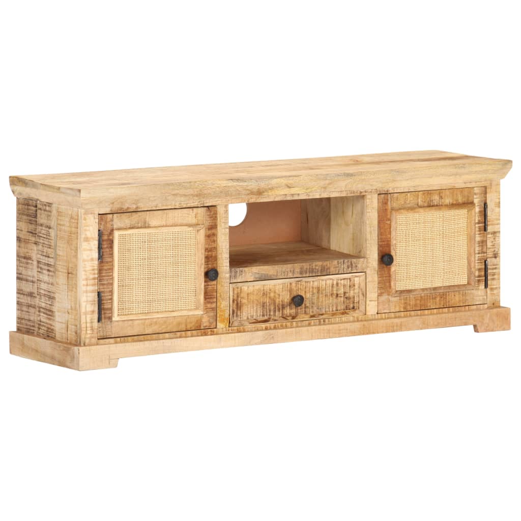 Έπιπλο Τηλεόρασης 120x30x40 εκ. Ξύλο Μάνγκο/Φυσικό Ζαχαροκάλαμο