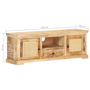 Έπιπλο Τηλεόρασης 120x30x40 εκ. Ξύλο Μάνγκο/Φυσικό Ζαχαροκάλαμο
