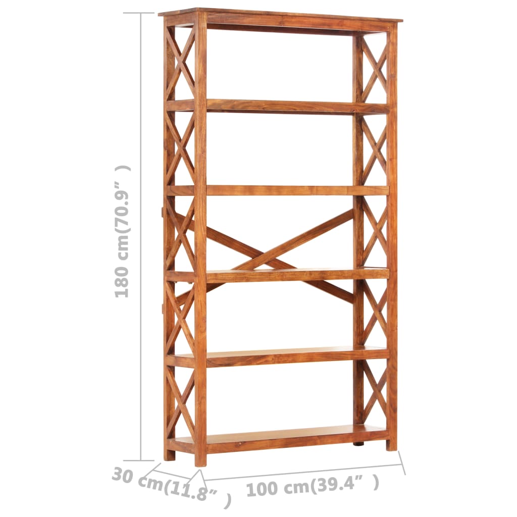 Βιβλιοθήκη 100x30x180 εκ. Μασίφ Ξύλο Ακακίας με Μελί Φινίρισμα - PAKOBAZAAR
