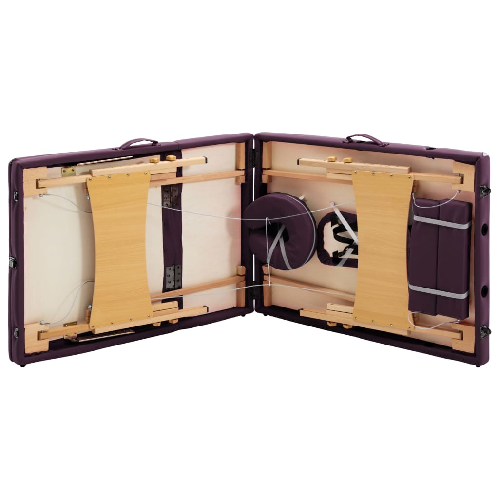 Κρεβάτι Μασάζ Πτυσσόμενο 3 Θέσεων Βιολετί Ξύλινο - Pakobazaar