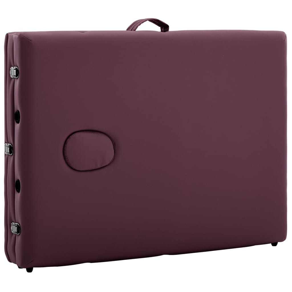 Κρεβάτι Μασάζ Πτυσσόμενο 3 Θέσεων Βιολετί Ξύλινο - Pakobazaar