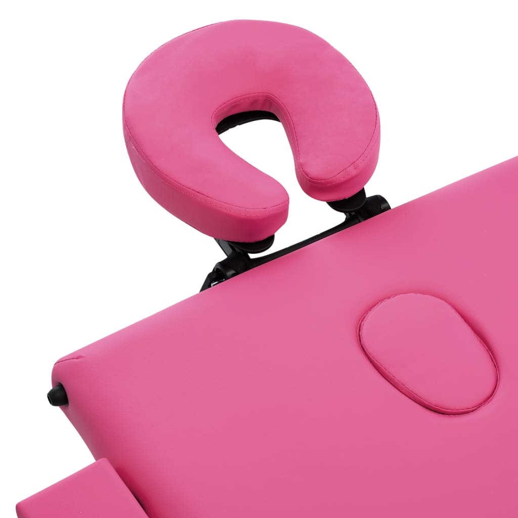 Κρεβάτι Μασάζ Πτυσσόμενο 3 Θέσεων Ροζ Αλουμινένιο - Pakobazaar