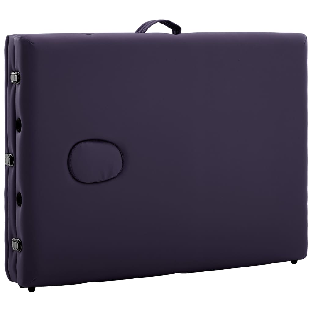 Κρεβάτι Μασάζ Πτυσσόμενο 3 Θέσεων Μοβ από Αλουμίνιο - Pakobazaar