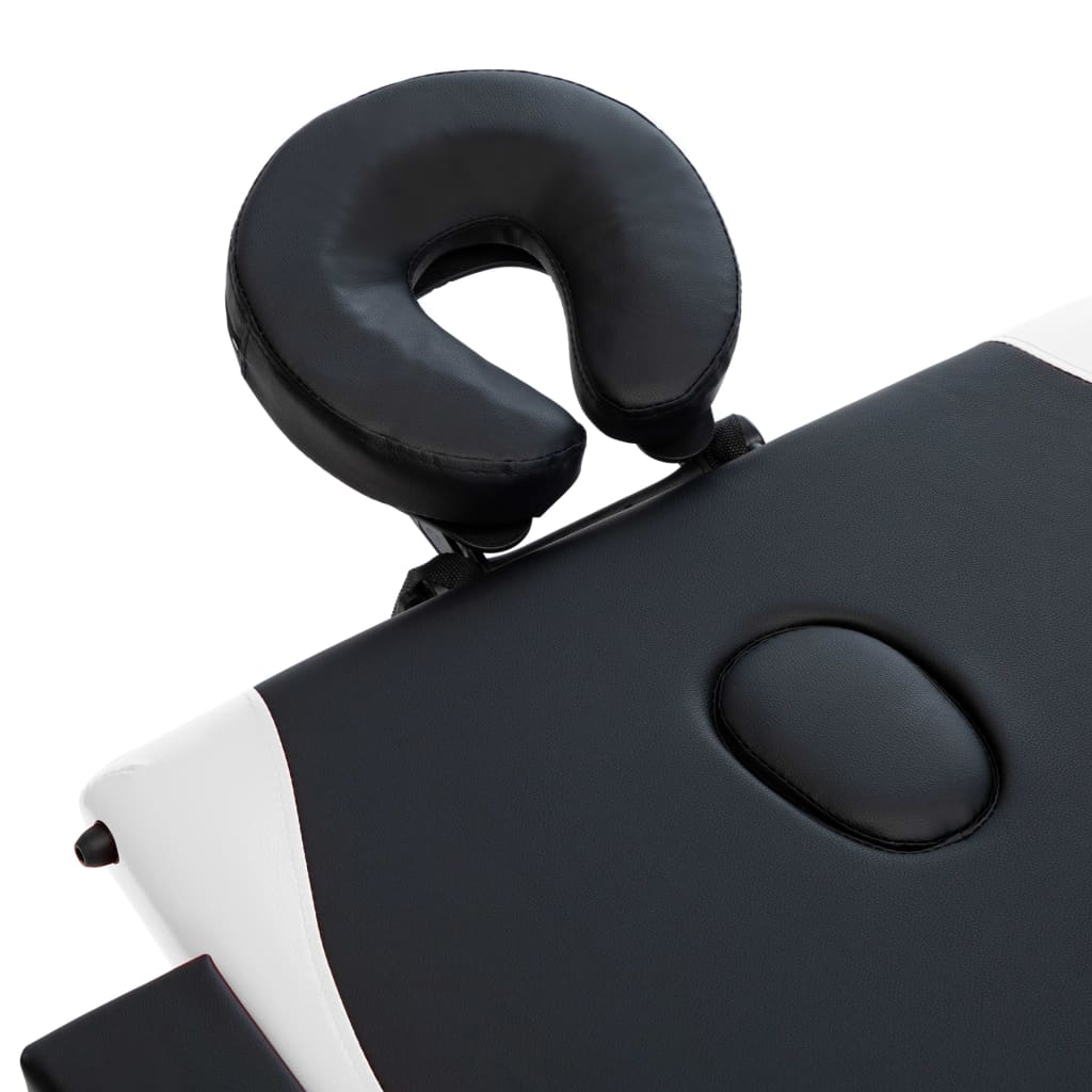 Κρεβάτι Μασάζ Πτυσσόμενο 3 Θέσεων Μαύρο / Λευκό Ξύλινο - Pakobazaar