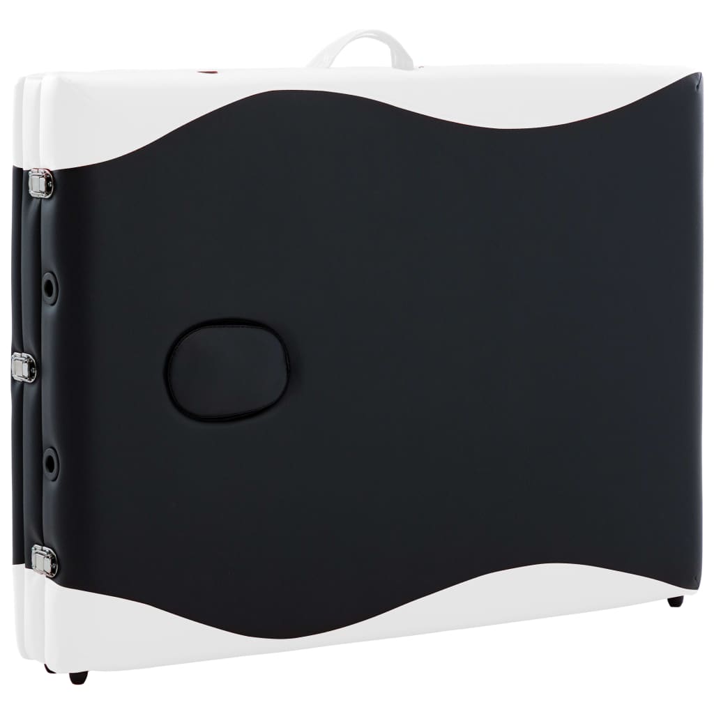 Κρεβάτι Μασάζ Πτυσσόμενο 3 Θέσεων Μαύρο / Λευκό Ξύλινο - Pakobazaar