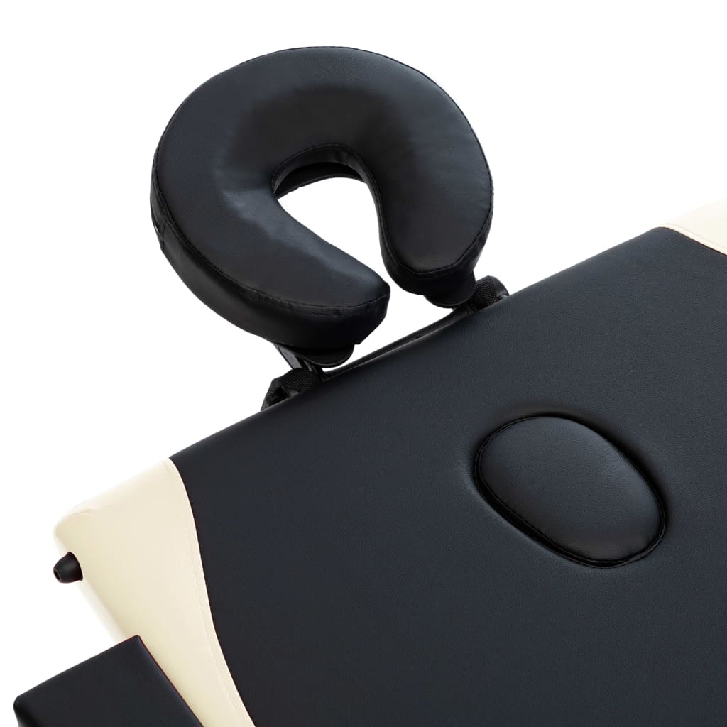 Κρεβάτι Μασάζ Πτυσσόμενο 3 Θέσεων Μαύρο / Μπεζ Ξύλινο - Pakobazaar