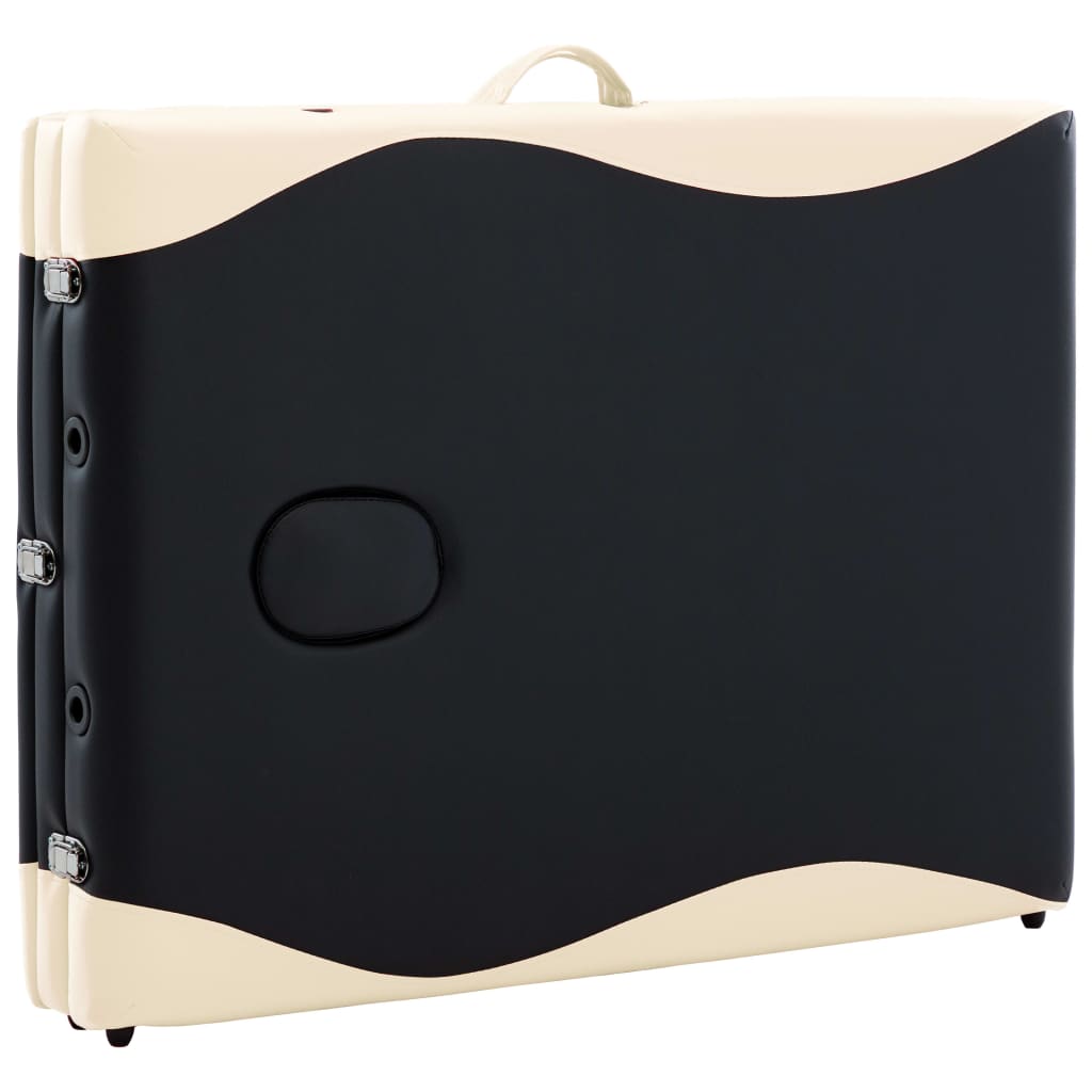 Κρεβάτι Μασάζ Πτυσσόμενο 3 Θέσεων Μαύρο / Μπεζ Ξύλινο - Pakobazaar