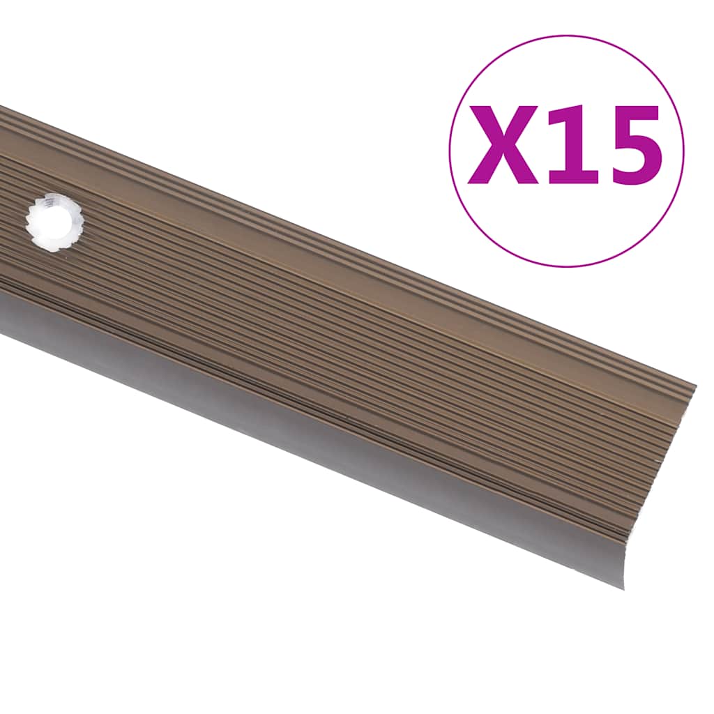 Προφίλ για Σκαλοπάτια Σχήμα Γ 15 τεμ. Καφέ 90 εκ. Αλουμινίου - PAKOBAZAAR
