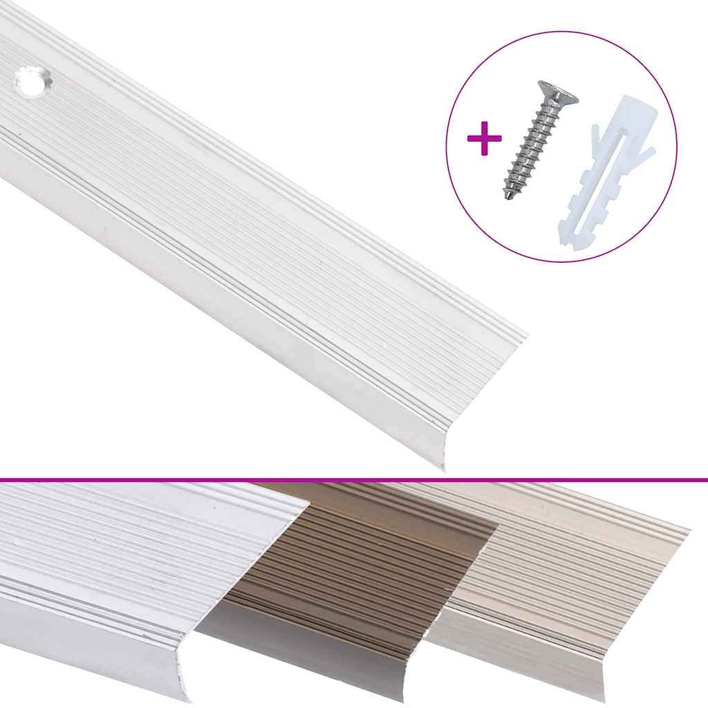 Προφίλ για Σκαλοπάτια Σχήμα Γ 5 τεμ. Ασημί 100 εκ. Αλουμινίου - Pakobazaar