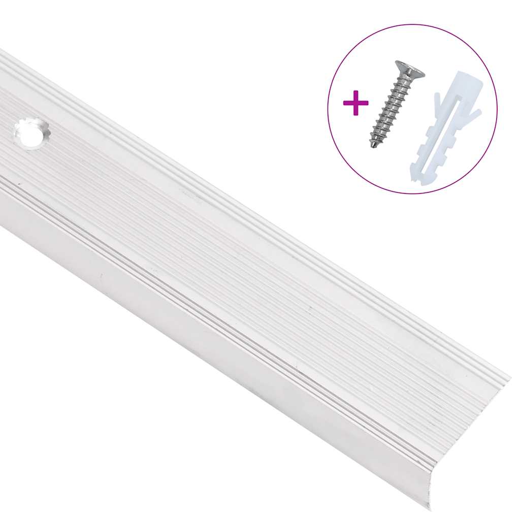 Προφίλ για Σκαλοπάτια Σχήμα Γ 15 τεμ. Ασημί 100 εκ. Αλουμινίου - Pakobazaar