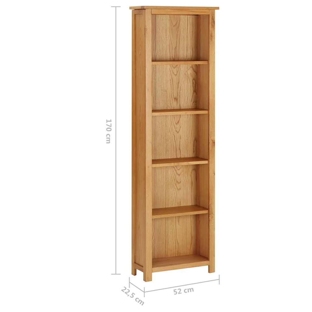 Βιβλιοθήκη 52 x 22,5 x 170 εκ. από Μασίφ Ξύλο Δρυός